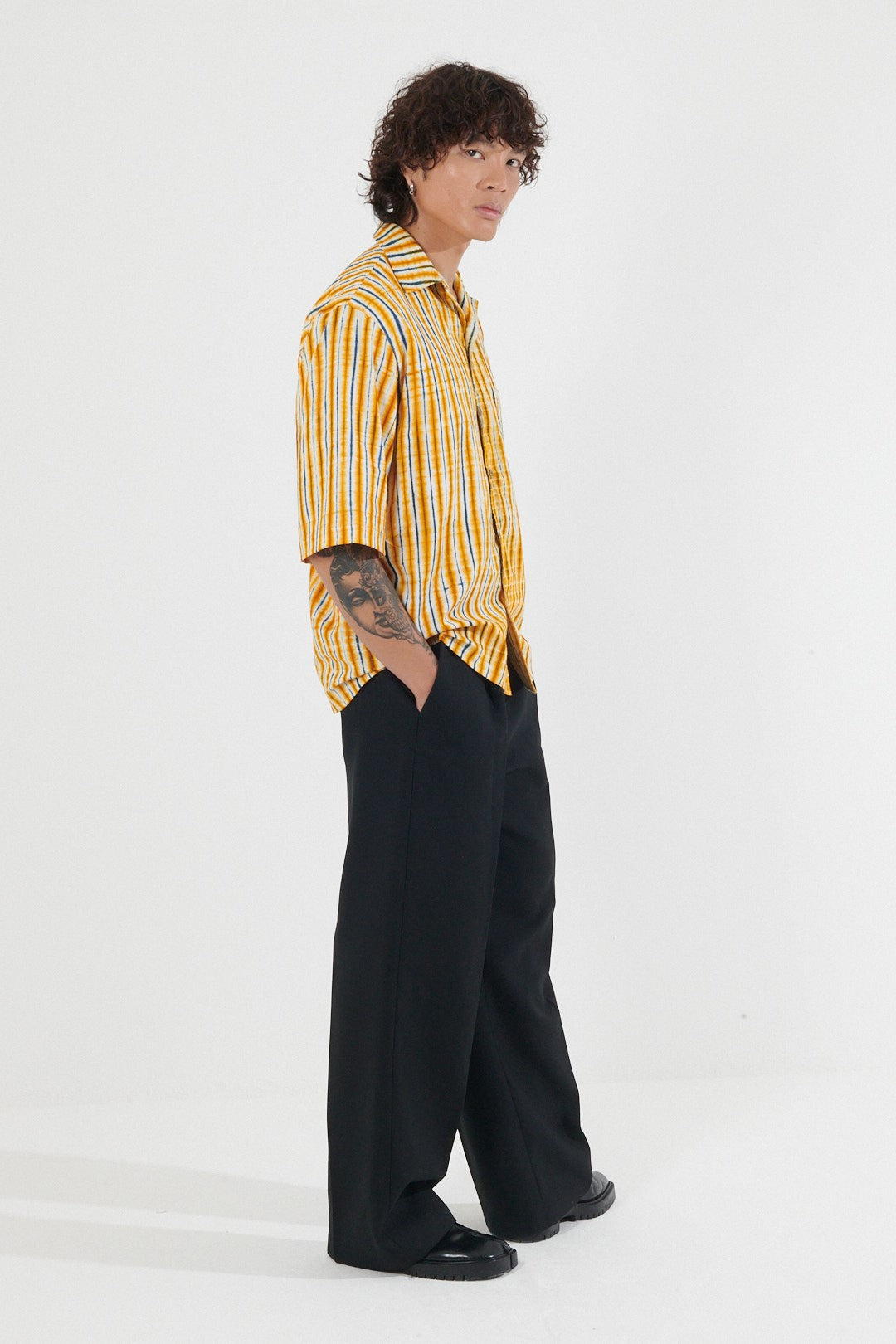 Namogo Indigo Adire Camp Collar Shirt