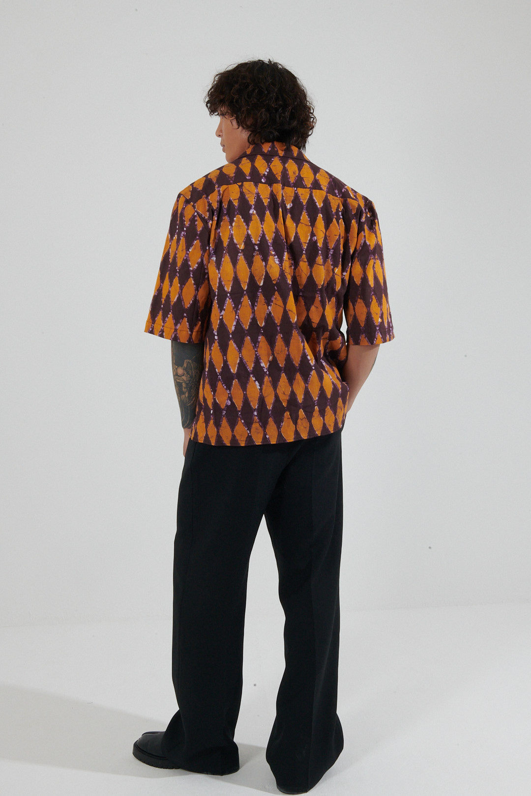 Versailles Diamond Hand-Painted Camp Collar Shirt