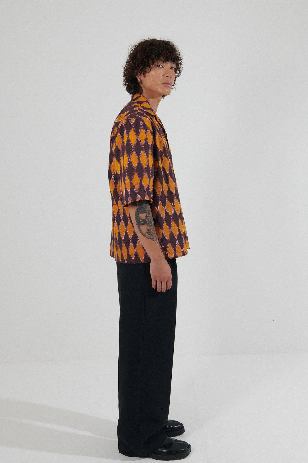 Versailles Diamond Hand-Painted Camp Collar Shirt