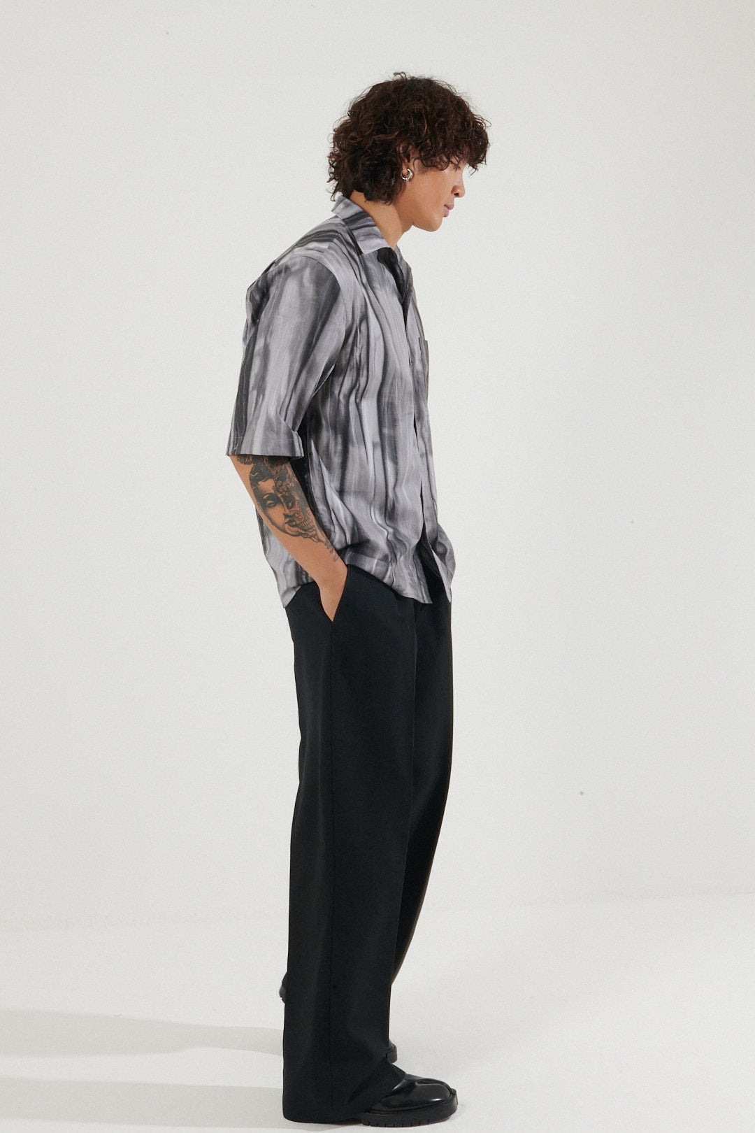 Virunga Black Sun-Faded Camp Collar Shirt