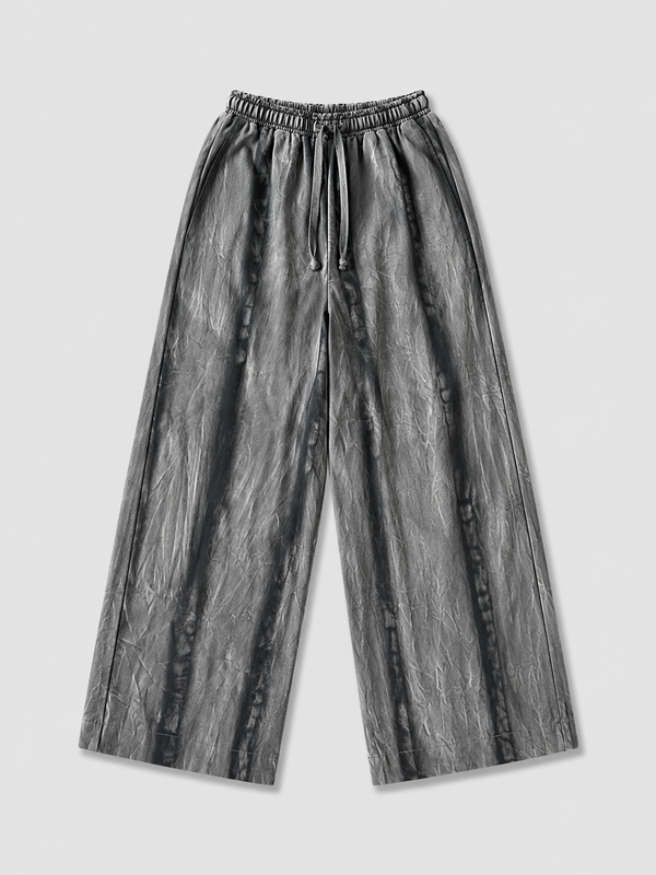 Charcoal Wide-Leg Drawstring Trousers