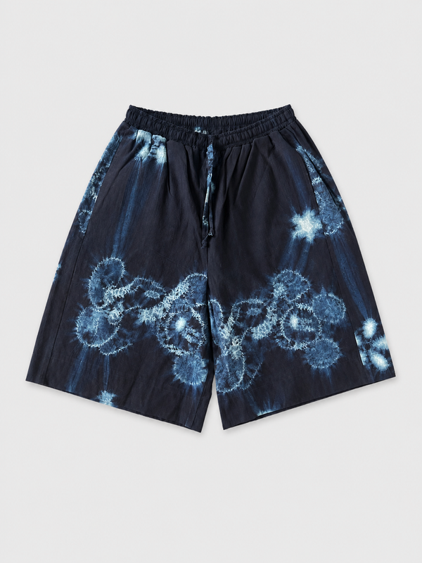 Indigo Hand Drawn Sun Shorts