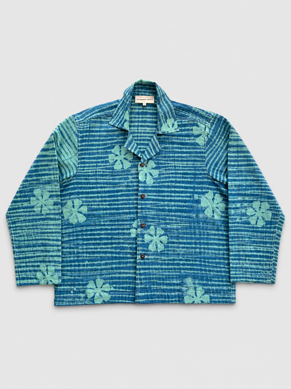 Teal Logo Stripe Embroidered Tie-dye shirt