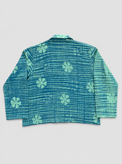 Teal Logo Stripe Embroidered Tie-dye shirt