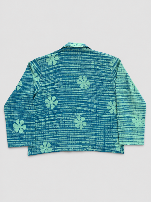 Teal Logo Stripe Embroidered Tie-dye shirt