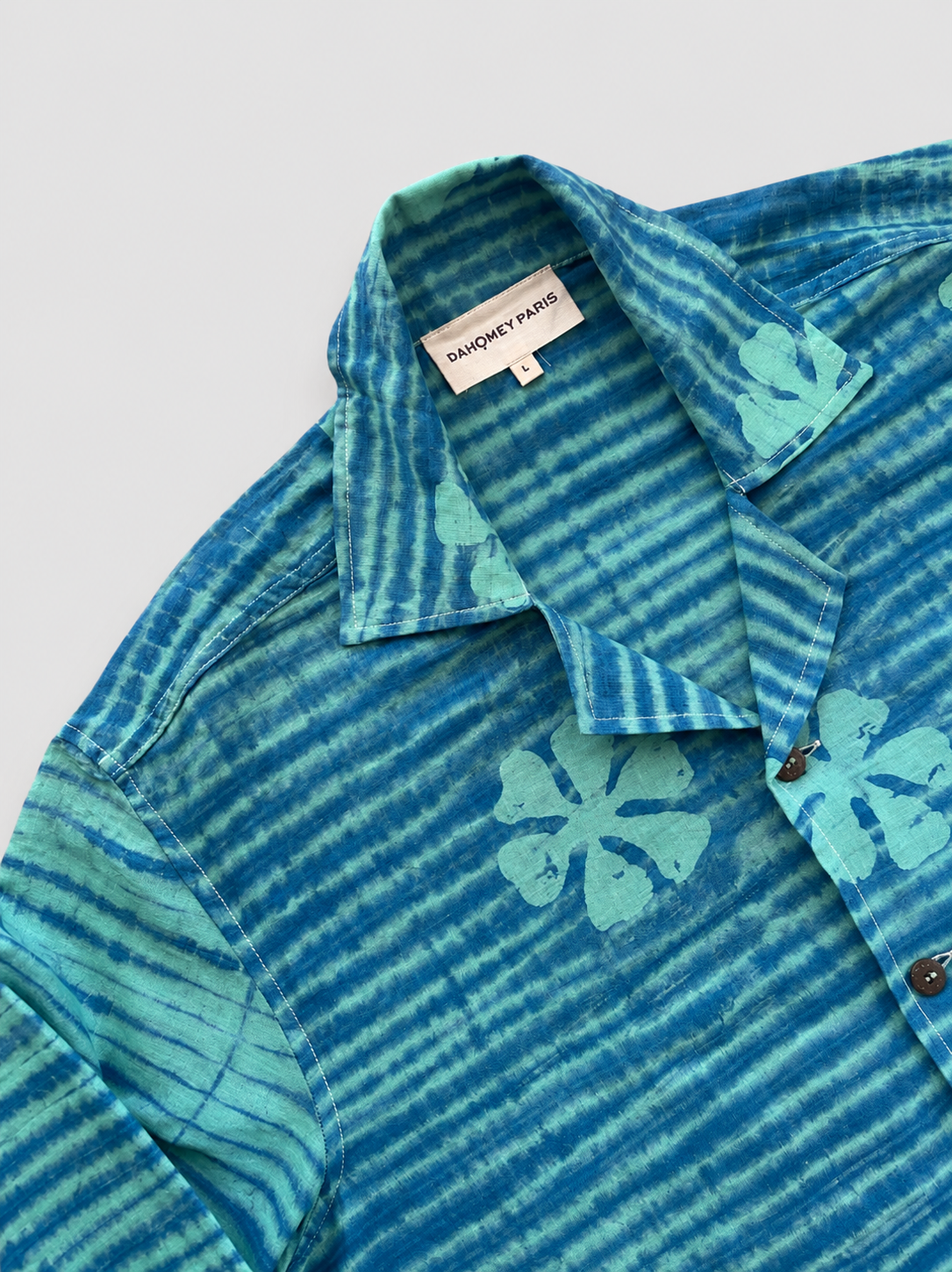 Teal Logo Stripe Embroidered Tie-dye shirt