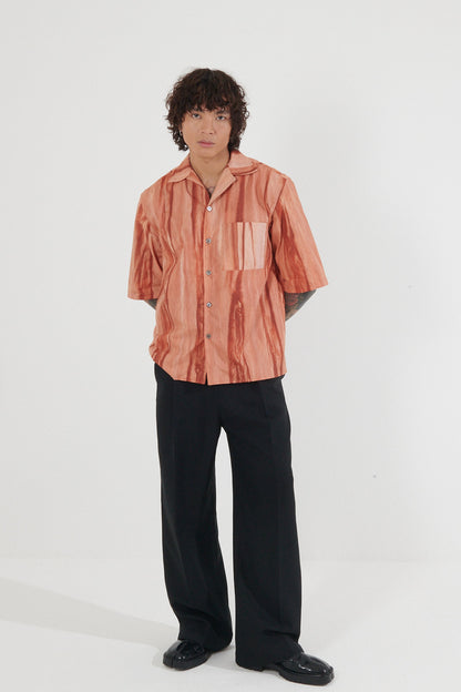 Volta Orange Sun-Faded Camp Collar Shirt
